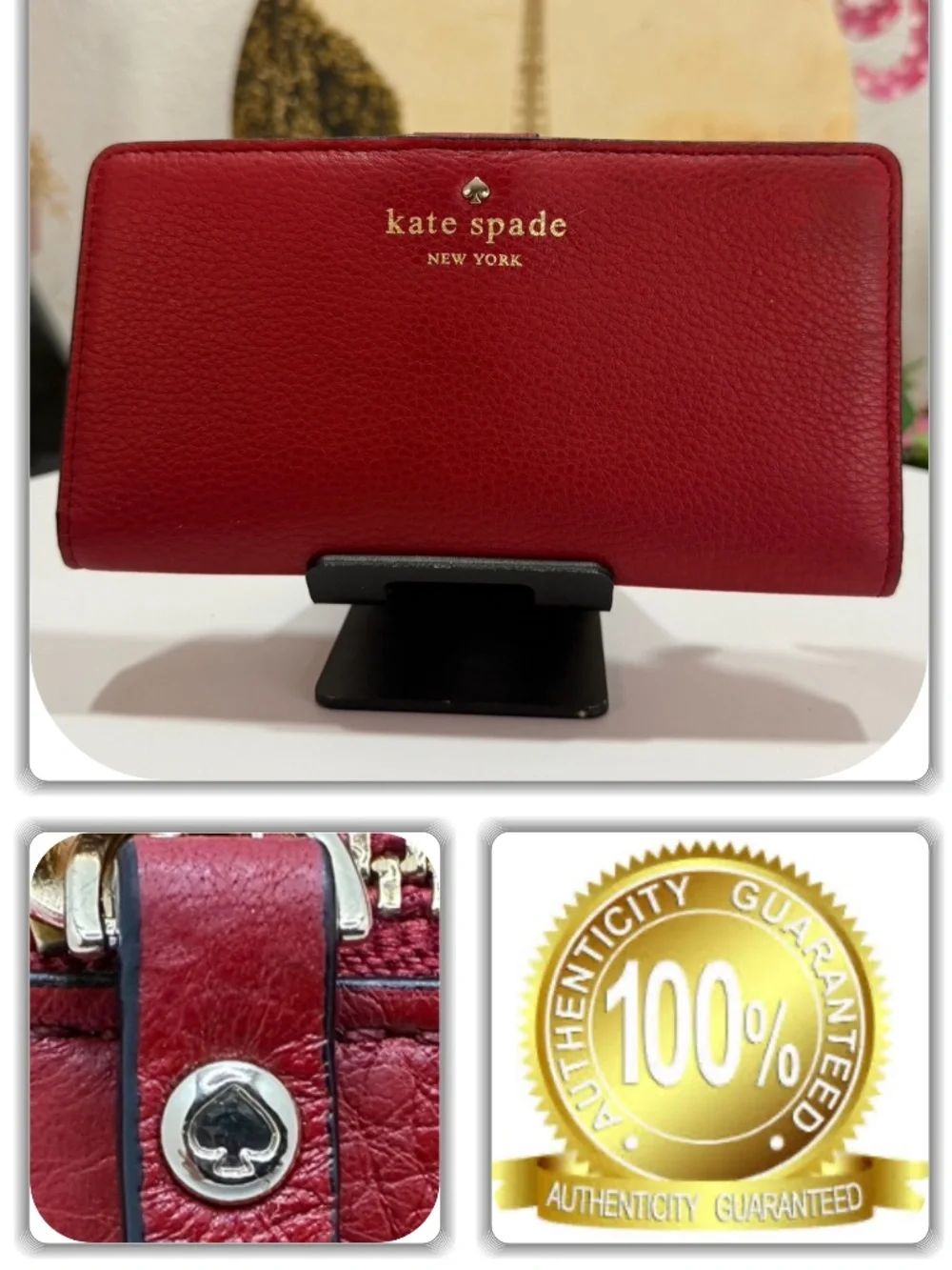ECLECTIC KATE SPADE RED PEBBLED WALLET!
